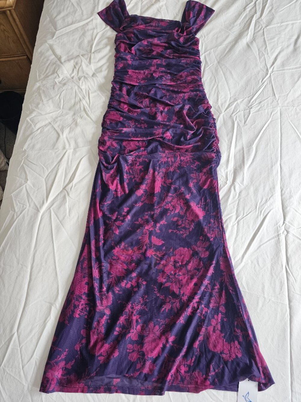 KUTUMAI Off The Shoulder Maxi Long Dress Corset Ruched Bodycon Cocktail Formal - Picture 6 of 9